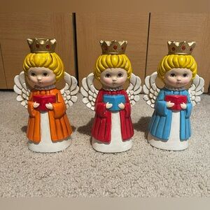 Vintage HomeCo choir angel candle holders lot of 3